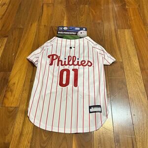 Pets First MLB Philadelphia Phillies Pet Jersey Shirt White Pinstripe